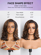 Brown Highlight Layered Wavy Butterfly Haircut Glueless Minimalist HD Lace Wig Pre-Cut Lace
