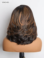 Brown Highlight Layered Wavy Butterfly Haircut Glueless Minimalist HD Lace Wig Pre-Cut Lace